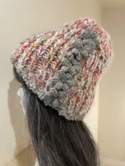 709 ミックスカラー帽子手編み　　ハンドメイド　　ビーニー