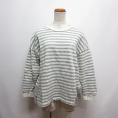 クラウドナイン cloud nine 美品 ボーダー柄 長袖 スウェット カットソー M-L オフホワイト×グレー