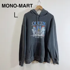 MONO-MART QUEEN 別注 ヴィンテージライク ロックプリントピグメント加工 プルオーバーパーカー パーカー フーディ グレー ユニセックス ヴィンテージ L