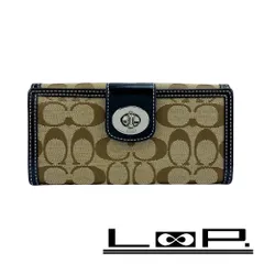 コーチ ■美品■ シグネチャー ターンロック 長財布 財布 ウォレット 札入れ レザー キャンバス ブラウン ブラック 【486425】10