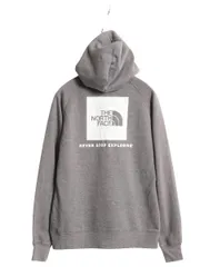 【お得なクーポン配布中!】 ノースフェイス 両面 プリント スウェット フード パーカー レディース S アウトドア 裏起毛 プルオーバー トレーナー ボックスロゴ グレー