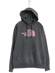 【お得なクーポン配布中!】 ノースフェイス プリント スウェット フード パーカー レディース M アウトドア 裏起毛 プルオーバー トレーナー 星条旗 チャコール グレー