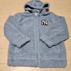 MLB ニューヨーク・ヤンキース フリース ジップアップ フーディー スカイブルー 145 サイズ