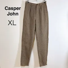 Casper John テーパードパンツ ロング ヘリンボーン 茶 ベージュ 高身長 ブラウン テーパードシルエット タック メンズ 万能パンツ XLのサムネイル