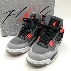 Nike ナイキ スニーカー Air Jordan 4 Retro Infrared 23 DH6927-061 箱付き エアジョーダン4 レトロ 28cm グレー ブラック 靴 B15333◆
