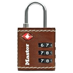 Master Lock (マスターロック) 南京錠 TSAロック ダイヤル 暗証番号設定 小型 レザー調 本体幅32mm 吊高内径19mm スーツケース 旅行鞄 海外旅行用鍵 防犯 4692JADBRN ブラウン [09.ブラウン] [ダイヤル]