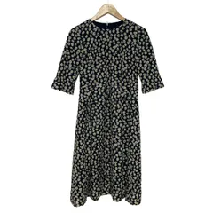 Leilian(レリアン) ワンピース サイズ7 S レディース - ダークネイビー×アイボリー 七分袖/ロング/レース