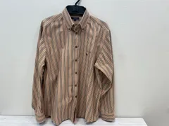 【塩】Burberry London バーバリー ロンドン 長袖シャツ ストライプシャツ ベージュ コットンシャツ サイズM メンズ【20454SK】L03