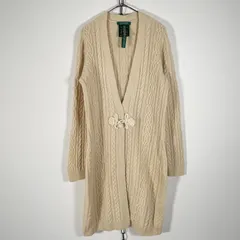 LAUREN RALPH LAUREN ラルフローレン  ロングカーディガン ケーブルニット レディース サイズM アイボリー系