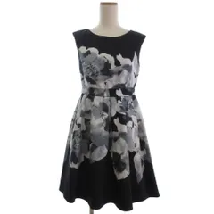 ダイアグラム グレースコンチネンタル Diagram GRACE CONTINENTAL フラワープリント ドレス ワンピース タック フレア ノースリーブ 総柄 3513 1150-0 黒 ブラック系 36