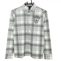 【新品】ゾーイ 長袖ポロシャツ グレー×白 チェック ボタンダウン レディース 38(M) ゴルフウェア ZOY