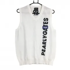 【美品】パーリーゲイツ ニットベスト 白×黒 ビッグロゴ Vネック メンズ 4(M) ゴルフウェア PEARLY GATES