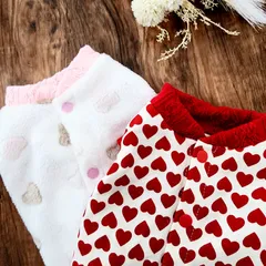 あおば様🩷White♡ハートボア&Red♡ハートミニ裏毛♡バックオープンタンクトップ♡ハンドメイド犬服♡