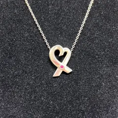 【Bランク】　Tiffany  ティファニー　ラビングハート　ネックレス　シルバー　カラーストーン　ピンク　925 （55263）