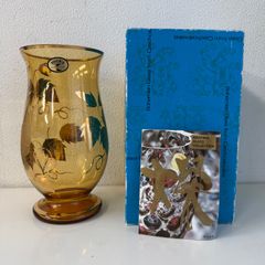 希少・美品】ボヘミアクリスタル 花瓶 朝顔模様 チェコスロバキア製