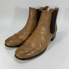 美品◯ MARGARET HOWELL idea マーガレットハウエルアイデア ショートブーツ サイドゴア ウイングチップ キャメル 23.5