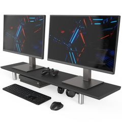 木製天板 幅100cm 高さ調整可能デスクトップ用 机上 机上ラック モニタースタンド 机上台 机上台パソコン台 pcモニター台 パソコンラック モニター台 卓上 収納 Fenge 整理整頓 ブラックG04E1102B