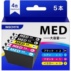 EW 056A 456A 目玉焼き 互換インク MED-C EPSON用 MED-M MED-Y MED 3色+ MED-BK エプソン対応 ブラック2本 大容量 インク 5本パック「INSCMYK製」 EW-456A メダマヤキ EW-056A 互換 MED