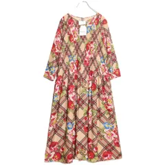 【新品タグ有】インゲボルグ★華やか♪タック入りワンピース サイズ11 薄オレンジ系 花柄 残布有 z16553