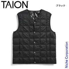 【新品】 タイオン ベーシック Vネックボタン インナーダウンベスト (TAION-001) (BLK ブラック M)