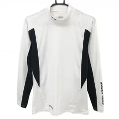 【美品】アンダーアーマー インナーシャツ 白×黒 ネックロゴ ストレッチ heatgear レディース XL ゴルフウェア UNDER ARMOUR