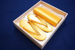 【箱付】草履＆本革ハンドバッグ ゴールド 和装 フォーマル
