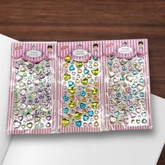 ハート型シール キラキラ ジュエルシール 約80個入り ハート ステッカー デコシール 手帳 ノート スマホデコ 3タイプ カラフル pt-2959