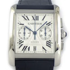 カルティエ Cartier 腕時計 タンクMC W5330007 レクタンギュラー シルバーギョーシェ文字盤 デイト クロノグラフ スモールセコンド ブラック アリゲーターレザーベルト SS 自動巻き 【箱・保付き】 【中古】のサムネイル