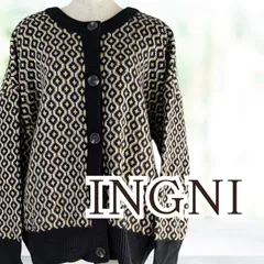 USED INGNI ジャガードニットカーディガン ブラック他 Ｍサイズ レディース イング