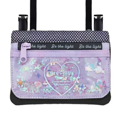 【ロゴファスナー パープル MQE-PU】 移動ポケット ショルダー ポシェット 女の子 mini pocket ポケットポーチ 付けポケット クリップポケット クリップ 小学生 キッズ 子供 こども おしゃれ かわいい 肩紐 ひも付き