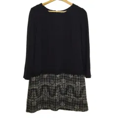 Rose Tiara(ローズティアラ) ワンピース サイズ42 L レディース ダークネイビー×白 チェック柄/フラワー/長袖