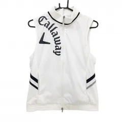 キャロウェイ ジップベスト 白×ネイビー メッシュ裏地 ビッグロゴ レディース LL ゴルフウェア 2023年モデル Callaway