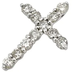 ペンダントトップ クロス ダイヤモンド 0.30ct ホワイトゴールド 11石 11P 十字架 18K 18金 750WG ネックレストップ ペンダントヘッド チャーム 【中古】