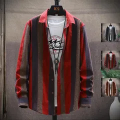 メンズ カジュアルシャツ 長袖シャツ ストライプ柄 開襟シャツ 通勤 ビジネス 秋服 秋物 30代 40代