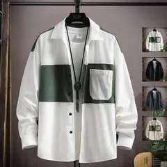 シャツ メンズ 長袖シャツ カジュアルシャツ 開襟シャツ ビジネス お兄系 無地 秋服 トップス