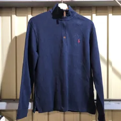 1061 POLO RALPH LAUREN ハーフジップ セーター ネイビー S ポロラルフローレン ニット コットン ワンポイント 刺繍ロゴ ポロポニー 古着卸 アメリカ仕入