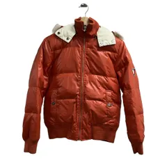 トミーヒルフィガー ダウンジャケット サイズ0 XS レディース - オレンジ×アイボリー 長袖/ファー/リバーシブル/ジップアップ/冬