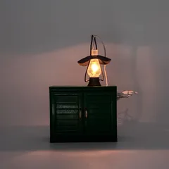 【初期 / 木製】シルバニアファミリー ランプセット 緑の家具【動作確認済】銅製ランプ アンティーク レトロ