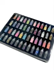 【ミニボトル 48本ラメ グリッター ホログラム アソートセット 】UVレジン ネイル 小瓶 パーツ デコレーション アート