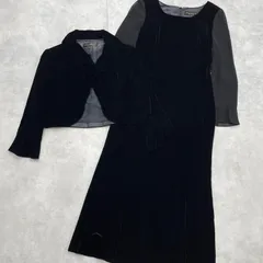 SOIR DOLCE　ソワールドルチェ　東京ソワール　セットアップ　長袖ワンピース　ジャケット　ベロア　黒　キュプラ　レーヨン　日本製　レディース