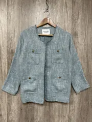 URBAN RESEARCH Sonny Label アーバンリサーチサニーレーベル ツイード ノーカラー ジャケット sizeF/水色 ◆■ レディース