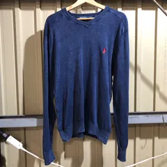 1064 Polo by Ralph Lauren セーター ネイビー L ポロバイラルフローレン ニット コットン ワンポイント 刺繍ロゴ ポロポニー 古着卸 アメリカ仕入