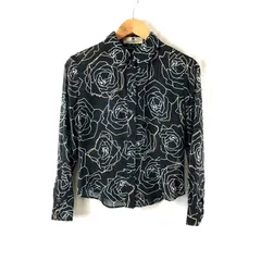 ジバンシー Givenchy ブラウス 長袖 薄手 柄模様 黒系 38サイズ 979511のサムネイル