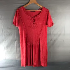 コントワーデコトニエ Comptoir des cotonniers ワンピース 裏地付き 半袖 装飾 麻100％ ピンク Lサイズ 980698