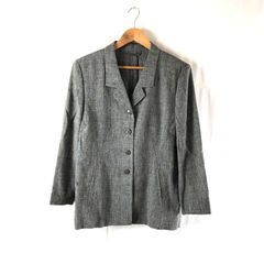 レリアン テーラードジャケット グレー ストライプ柄 5つボタン 裏地 