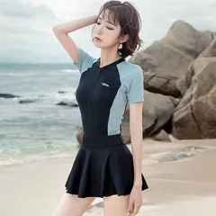 水着 レディース ワンピース 2点セット 長袖 半袖 ショートパンツ内蔵 上下 可愛い オールインワン 水陸両用 体型カバー フレアスカート フィットネス お揃い