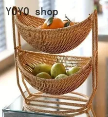 ダブルレイヤーバスケット バスケット かご キッチン リビングルーム インテリア インテリア小物 小物 インテリア雑貨 雑貨 フルーツ おか