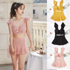 20代 30代 40代 女性用 ビキニセット セパレート水着 体型カバー パッド付き リゾート 海水浴 温泉対応 無地 シンプルデザイン スイムウェア kong#