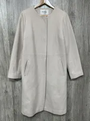 NATURAL BEAUTY BASIC ナチュラルビューティーベーシック ロング ノーカラー コート sizeL/オフホワイト ◆■ レディース