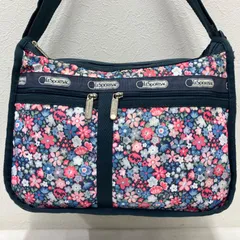 7091　LeSportsac　レスポートサック　デラックスエブリデイ　ショルダーバッグ　肩がけ　斜めがけ　クロスボディ　総柄　花柄　フラワー　小花　ブルーグレー系　ピンク系　ブルー系